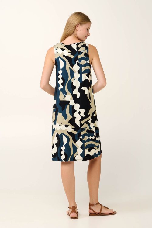 Лятна рокля без ръкави от вискоза с абстрактен принт - Image 3