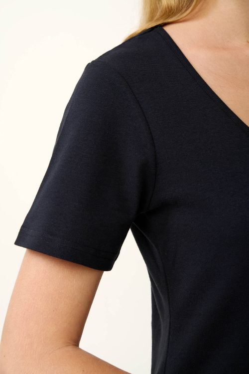 Лятна рокля от памучно ребро с къси ръкави - Image 4